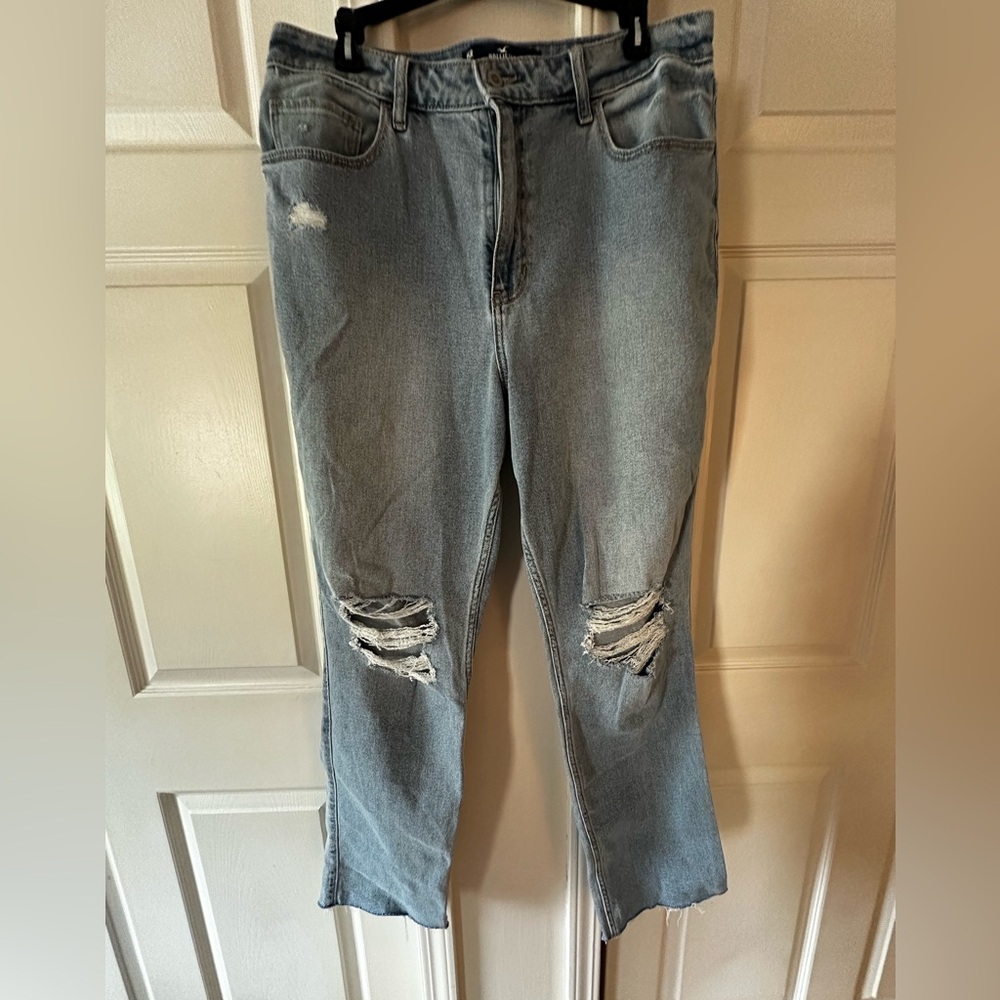 Hollister Light Blue Distressed Straight Leg Jeans
